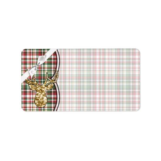 1.25 "x2.75" Mailing Adres Gouden Glitter Rendier Etiket (Voorkant)