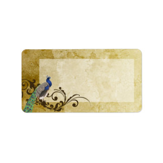 1.25 "x2.75" Mailing Adres Peacock Feathe Etiket