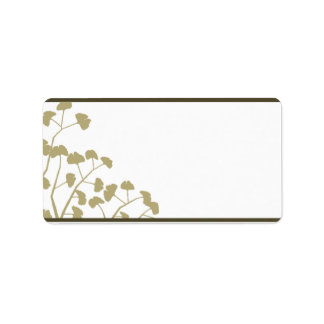 1.25 "x2.75" Mailing Adres Wit Ginkgo Bladeren Etiket