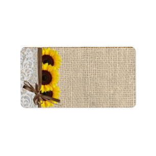 1.25 "x2.75" Mailing Adres Zonnebloem Kant Burlap Etiket