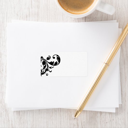 1.25 "x2.75" Mailing Adres Zwart Wit Bloemen Etiket (Insitu)