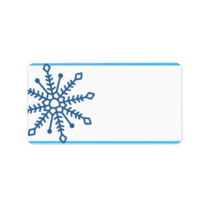 1.25"x2.75"Mailingadres Blauwe Boom/Sneeuwvlok Etiket