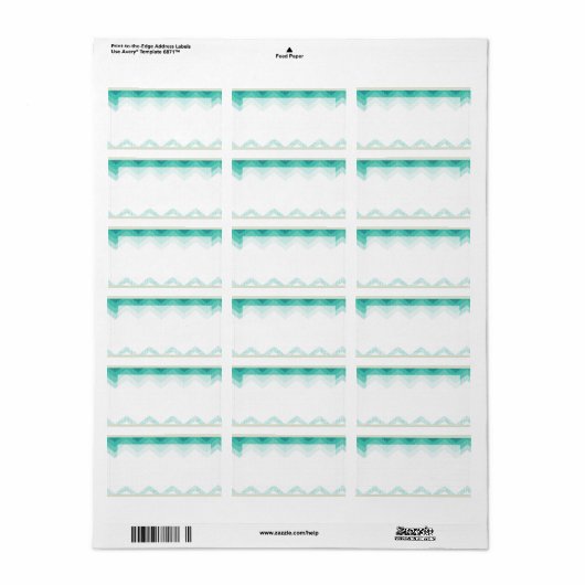 1.25 "x2.75" Mailingadres Ombre Blauwgroen Chevron Etiket (Full Sheet)