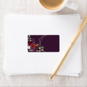 1.25"x2.75"Mailingadres Plum Paarse Rozen Goud Etiket (Insitu)
