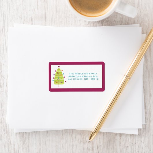 1.25 "x2.75" Modern Christma Tree Mailing Label (Insitu)