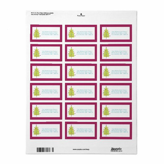 1.25 "x2.75" Modern Christma Tree Mailing Label (Full Sheet)