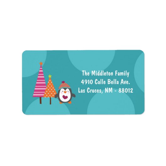 1.25 "x2.75" Modern Penguin Tree Mailing Label (Voorkant)