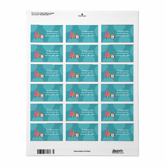 1.25 "x2.75" Modern Penguin Tree Mailing Label (Full Sheet)