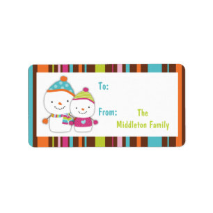 1.25 "x2.75" Modern Sneeuwmanstok op cadeau-Label Etiket