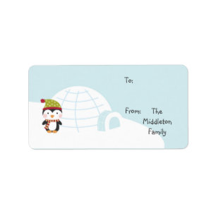 1,25 "x2,75" pinguïns iglo stick op cadeau Label