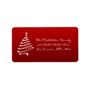 1,25 "x2,75" Rood Wit XMAS Tree Mailing Label