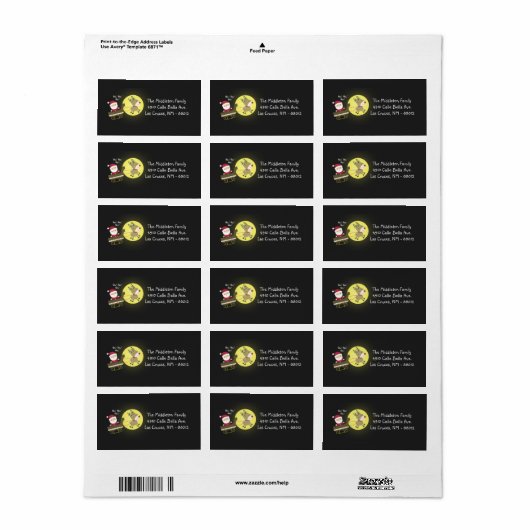 1.25"x2.75" Santa Rudolf Reindeer Mailing Adres Etiket (Full Sheet)