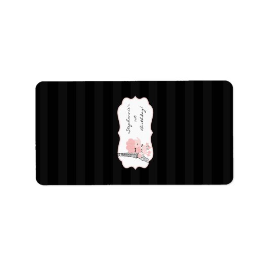 1,25 x 2,75 inch Hershey's Miniatuur Roze Poodle P Etiket (Voorkant)