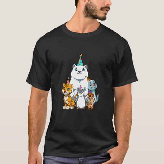 1 2 3 Verjaardagsdieren Kinderen Verjaardagsfeest T-shirt (Voorkant)