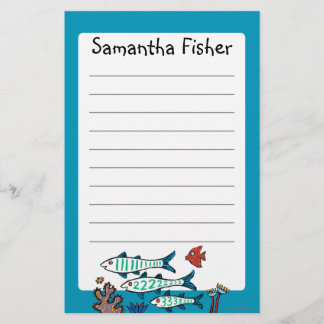 1, 2, 3 Vis met kleine vis en koraal Briefpapier