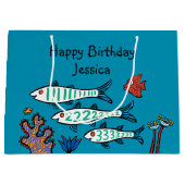 1, 2, 3 Vis met kleine vis en koraal Large Cadeautasje (Voorkant)