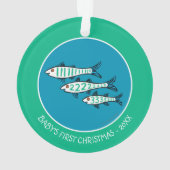 1, 2, 3 Vis met kleine vis en koraal Ornament (achterkant)