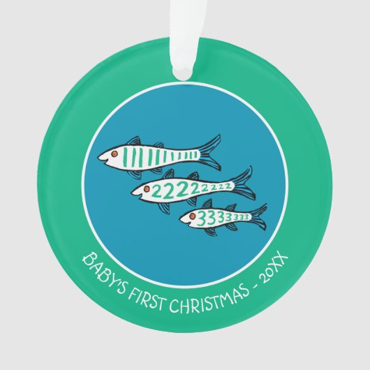 1, 2, 3 Vis met kleine vis en koraal Ornament (voorkant)