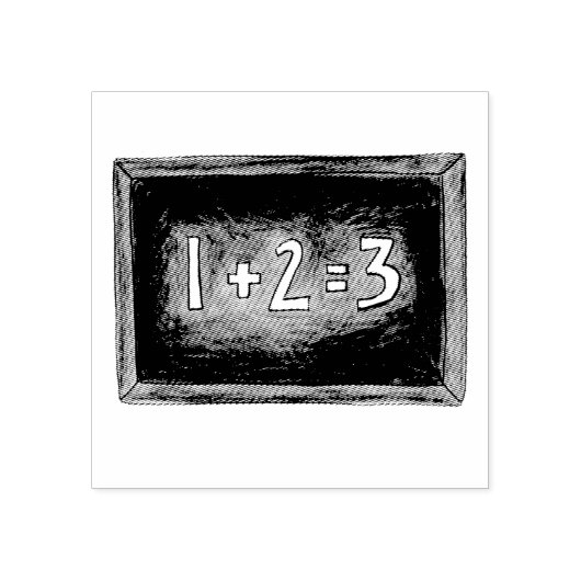 1+2=3 Wiskunde Teacher Slate School Chalkboard Ste Rubberstempel (Afrduk)