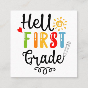 1/2- Hallo eerste graad Shirt, eerste graad Vierkante Visitekaartje