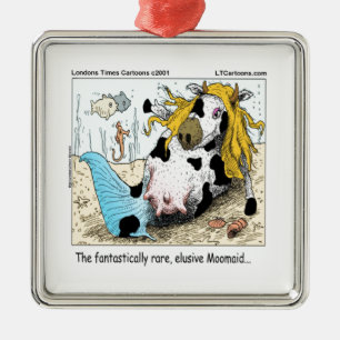 1/2 Koe 1/2 Zeemeermin Moomaid Grappig Metalen Ornament