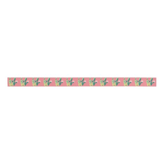 1.5"Grosgrain Lint Bohemian Cactus Succulents D (Voorkant)