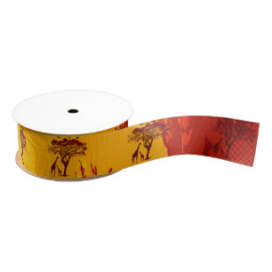 1,5-inch Grosgrain Ribbon African Safari Giraffe S Lint