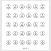 1,5" Masonic Square and Compass Stickers 30 stuks (Vel)