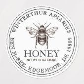 1,5 po Vintage Abee étanche Vinyl Honey Étiquette (Design 2)