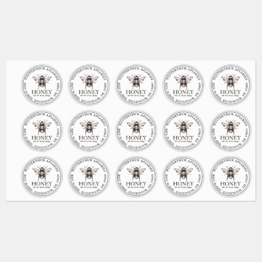 1,5" Waterdicht Vinyl Bijenhoning Etiket Labels (Vel)