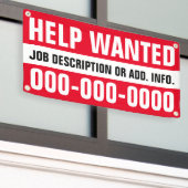 1,6 x 3' Help Gezochte banner (Buitenkant Gebouw)