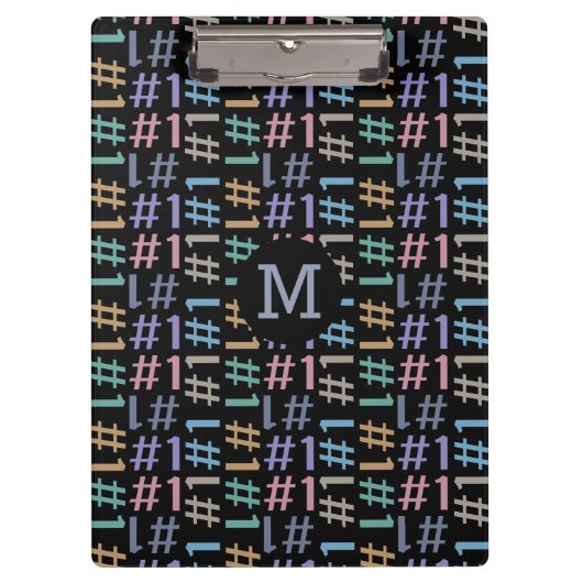"# 1" aangepaste monogram patroon klembord (Voorkant)