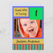 1 an Anniversaire Fête Invitations GARÇON (Devant / Derrière)