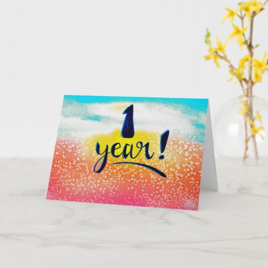 1 an Sobriété Anniversaire / Carte Anniversaire (Fleur jaune)