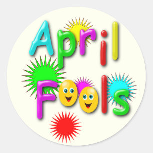 1 april grap, Grappige Kleurrijke Ronde Sticker