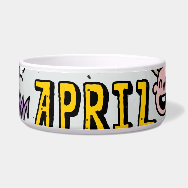 1 april grapjes: Kleurrijke Doodle Set. Voerbakje (Voorkant)