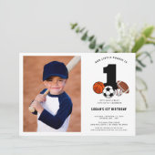 1 Bal Sport Thema Jongens 1e Verjaardag Kaart (Staand voorkant)