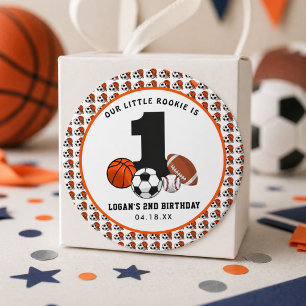 1 Bal Sport Thema Jongens 1e Verjaardag Ronde Sticker