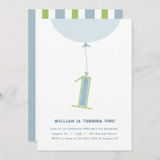 #1 Ballon Eerste Verjaardag uitnodiging