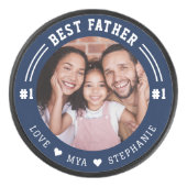 #1 Beste Vader Foto Keepsake Aangepaste Foto & Nam Hockey Puck (Voorkant)