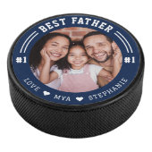 #1 Beste Vader Foto Keepsake Aangepaste Foto & Nam Hockey Puck (3/4)