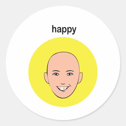 1 blij ronde sticker (Voorkant)