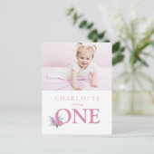 1 bloemige 1e verjaardag uitnodiging draaien (Staand voorkant)