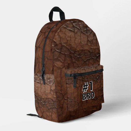 #1 Bro Leather-look Bedrukte Rugzak (Achterkant Hoek Links)