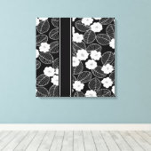 1 Canvas Zwart Wit Trim Damask Floral (a) (Insitu (Houten vloer))