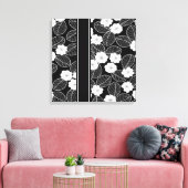 1 Canvas Zwart Wit Trim Damask Floral (a) (Insitu (Woonkamer))