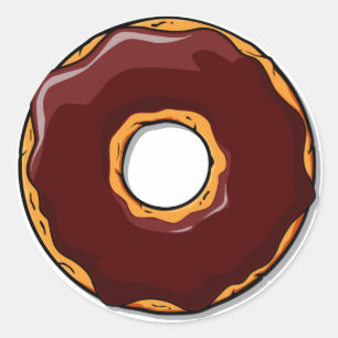 1 Cartoon Chocolade Donut Design Ronde Sticker