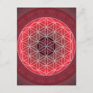 1 Chakra Flower of Life red Briefkaart