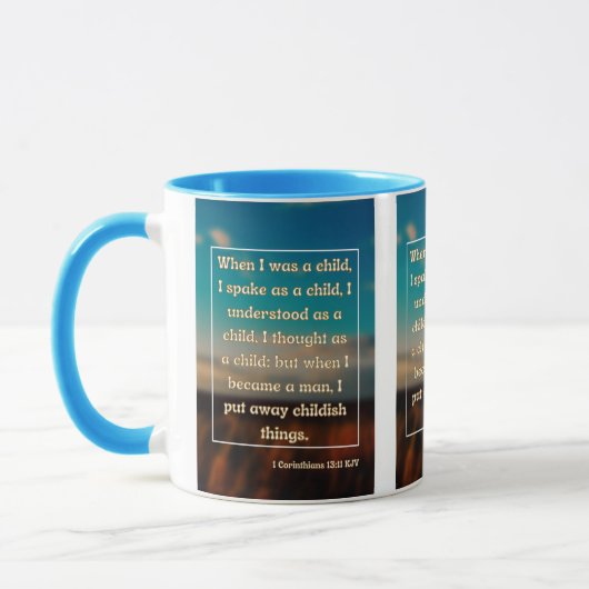 1 Corinthians 13:11 Bijbelscriptie Pic Two-Tone Mok (Links)