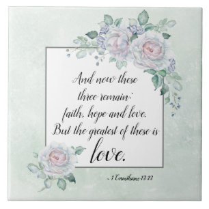 1 Corinthians 13:13 Faith Hope Love, Bijbelverse Tegeltje